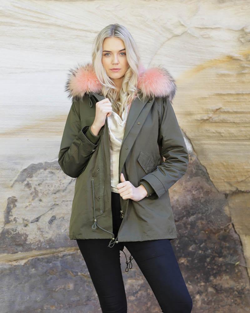 Parka Jacket Green Pink - Women Secondary image